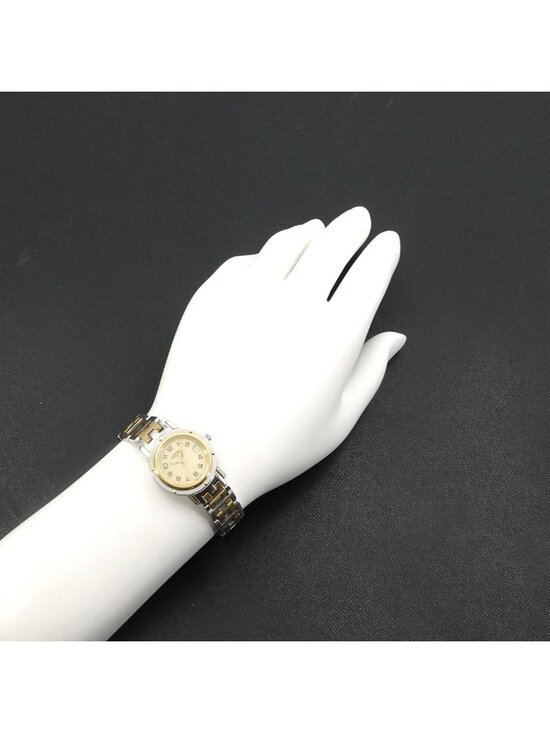 Hermes Clipper Cl4 220 Vintage Watch Date Ivory Quartz